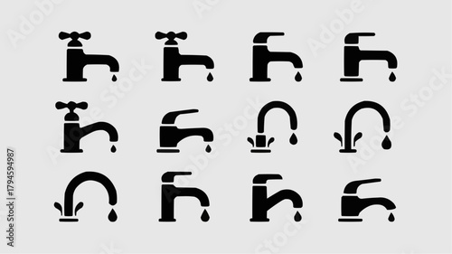 Faucet Icons: Collection of Faucets Icon for all type use