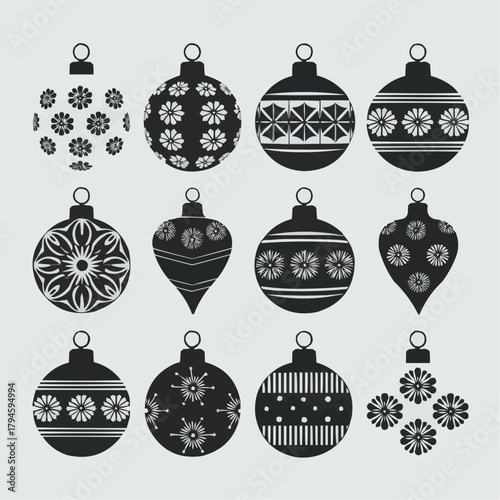 Christmas Ornament Collection: A collection of meticulously crafted Christmas ornaments, each adorned with unique intricate patterns, ideal for festive decoration and conveying the holiday spirit.