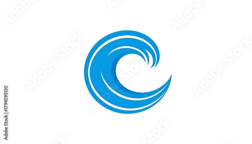 Wallpaper Mural Stylized, curving blue wave design against a white background, resembling the letter C or a spiral Torontodigital.ca