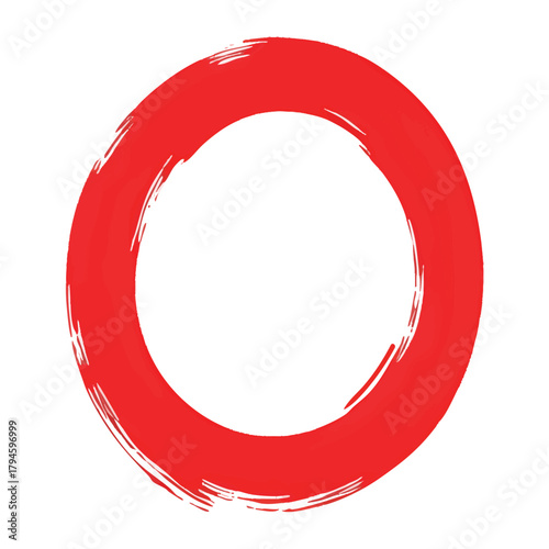 Red Zen Enso Japanese Circle Brush Stroke Sumi-e Vector Illustration Ink Logo Design Vector