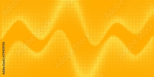 Yellow halftone pattern. Retro comic gradient background. Bright orange pixelated dotted texture overlay.