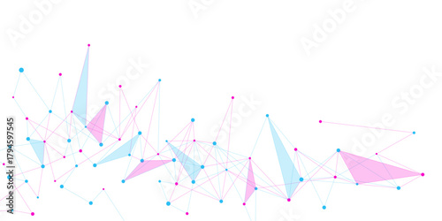 Abstract global network connection banner background. Social communication concept with plexus design. Big data visualization. Internet technology. Vector