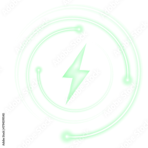 Free Download Neon green glowing wireless charging vector icons set on a dark technological background featuring bright lightning flashes, signal waves, electromagnetic rings, fast-charge transfer symbols, inductiv - GFXLoad
