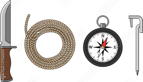 Camping and Bushcraft Tools Vector Set