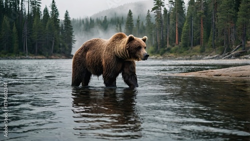 Bear Walking Near Riverbank