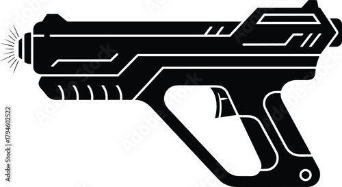Futuristic Laser Gun Silhouette Vector Icon