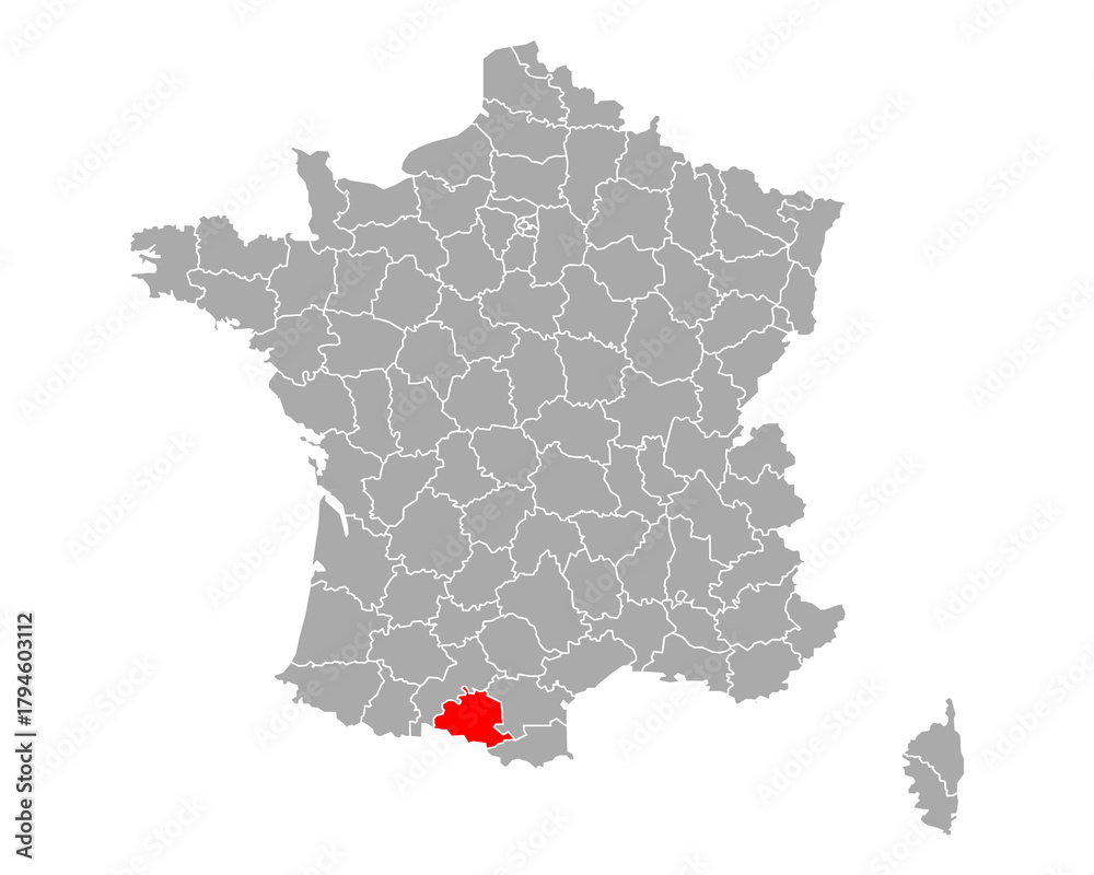 Obraz premium Karte von Ariege in Frankreich