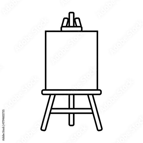 wooden easel with blank canvas