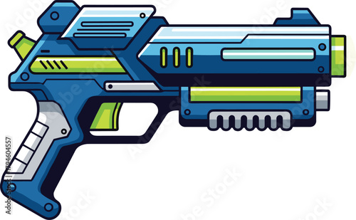 Modern Blue and Green Sci-Fi Energy Weapon Vector
