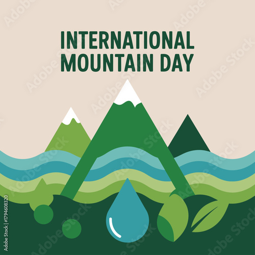 International Mountain Day Geometric Mountain Landscape Nature Conservation Design