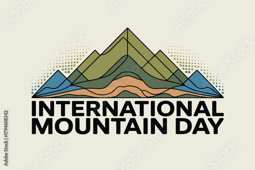 International Mountain Day Geometric Mountain Landscape Nature Conservation Design