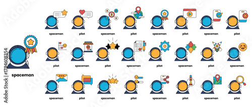 A series of cartoon characters are shown in a grid