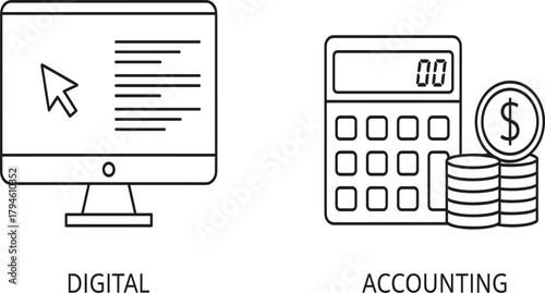 Digital and Accounting Line Icons