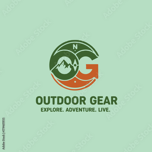 Outdoor gear shop filled green and orange initial logo idea.eps