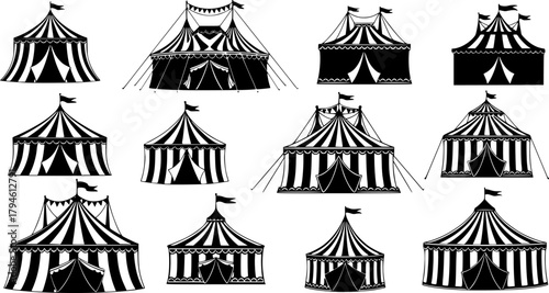 Circus Tent Silhouette Collection For Festive Event
