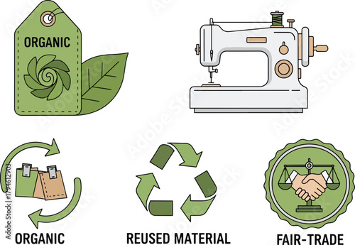 Sustainable and ethical production icons Vector