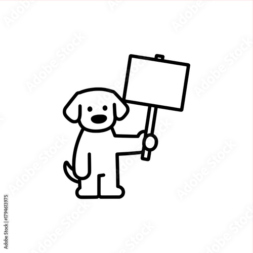 Adorable cartoon dog holding a blank sign for your message, perfect for announcements, protests, or fun promotions and scalable because it was originally vector
