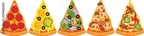 Assortment of pizza slices Vector