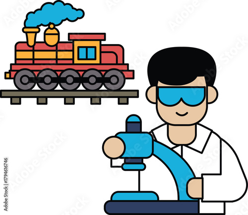 A man is operating a train