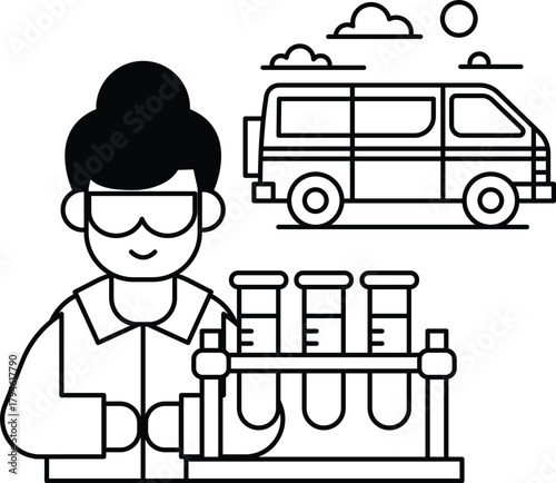 A man in a lab coat is holding a test tube