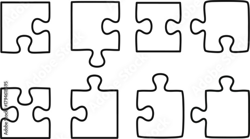 Set of jigsaw puzzle pieces outline Vector