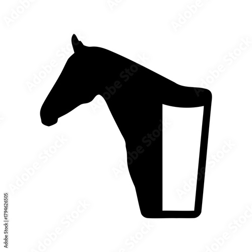 Abstract visual juxtaposition A horse head and rectangular shape creates an intriguing design