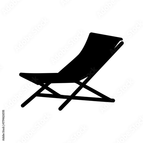 Simple monochrome illustration of a beach chair lounge for rest and relaxation