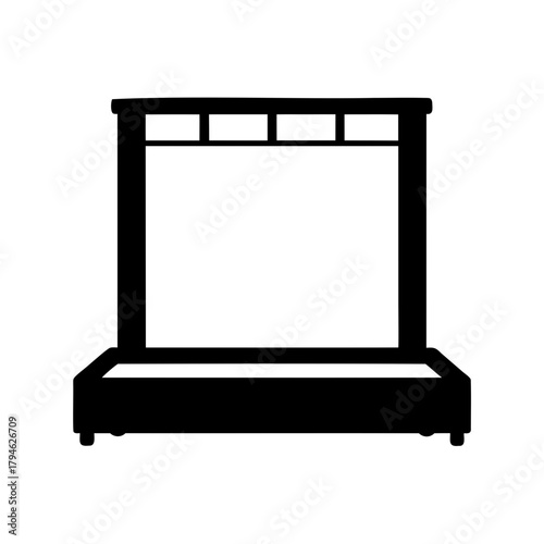 Sleek minimalist platform bed frame with headboard in silhouette style