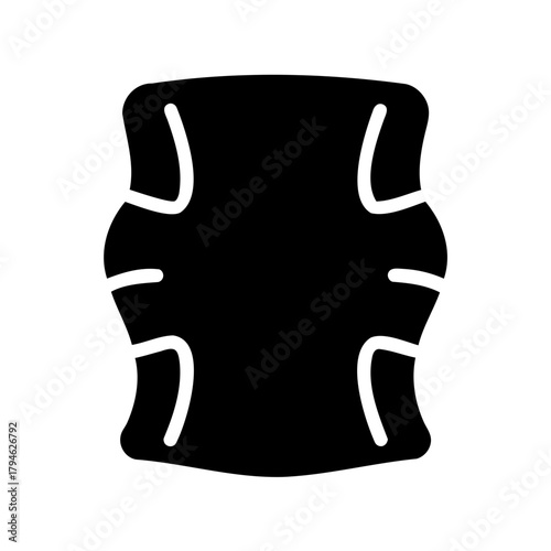 Stylized baby carrier icon in solid black with white background for logos