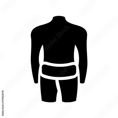 Black Human Figure with a Harness Silhouette on a White Background