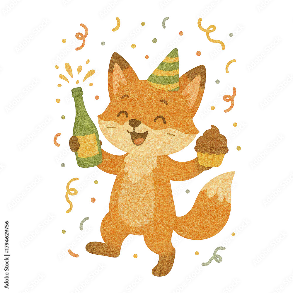 Fototapeta premium A cute collection of New Year 2026 animal illustrations featuring adorable characters celebrating the new year. Each design shows playful animals in festive poses,