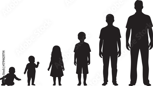 Silhouettes of Human Growth Stages: Baby to Adult Man