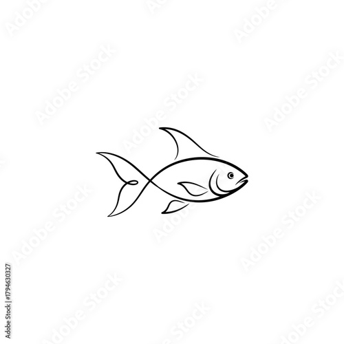 Minimalist fish line art illustration for design and decoration