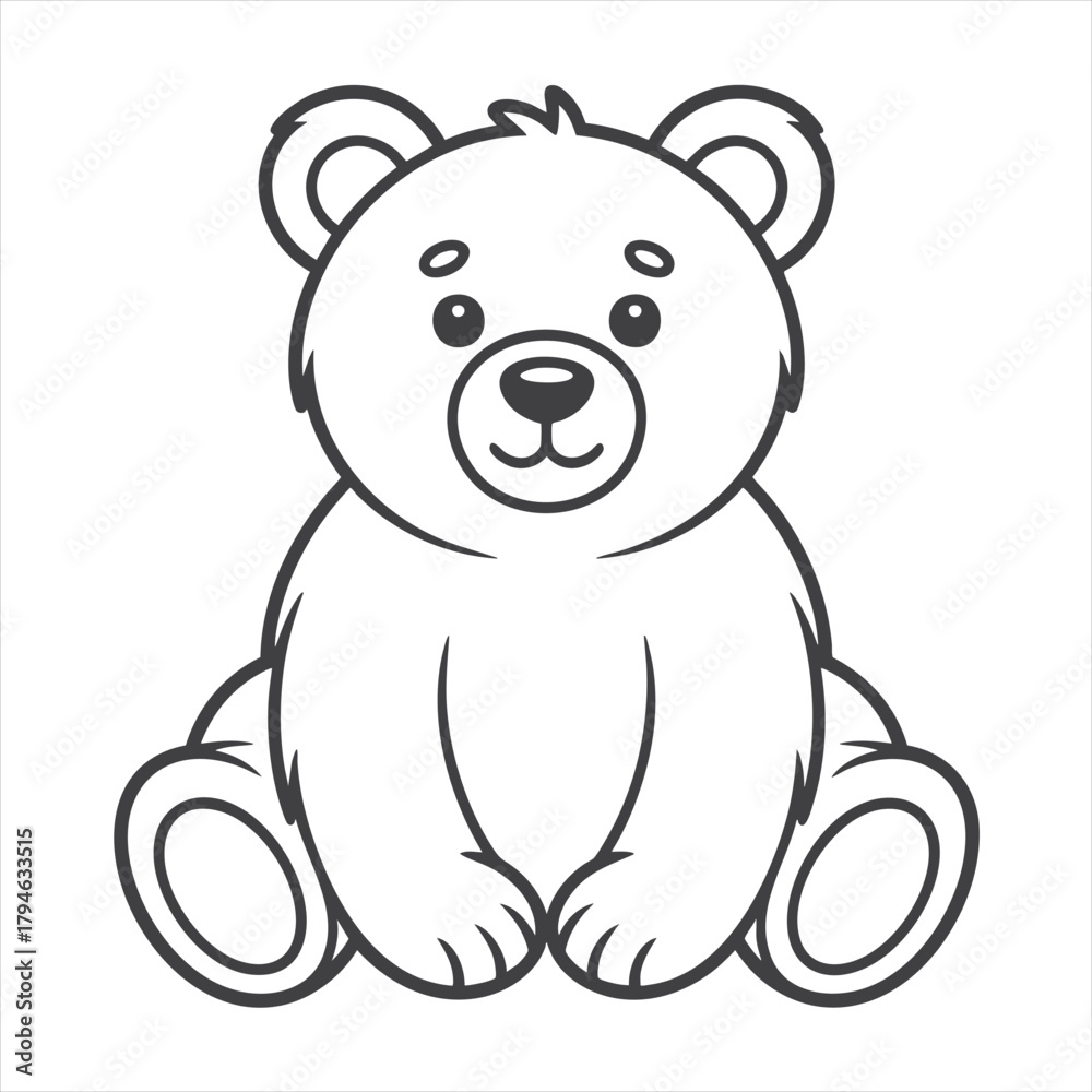 Naklejka premium Adorable Bear Cub Line Drawing for Coloring