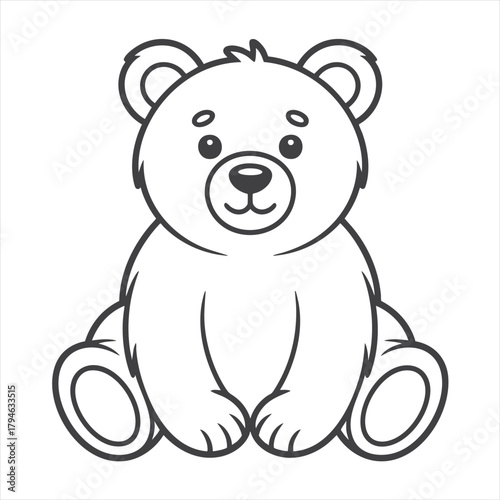 Adorable Bear Cub Line Drawing for Coloring
