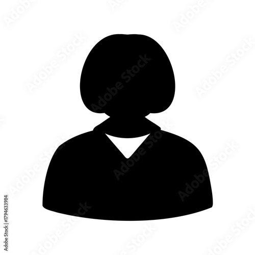 Simple silhouette of a person with short hair and collared shirt