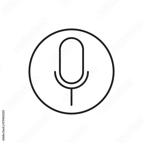 Microphone Symbol: Simple line drawing of a microphone icon, perfectly capturing the essence of audio recording and communication, ideal for digital design and tech-related projects.