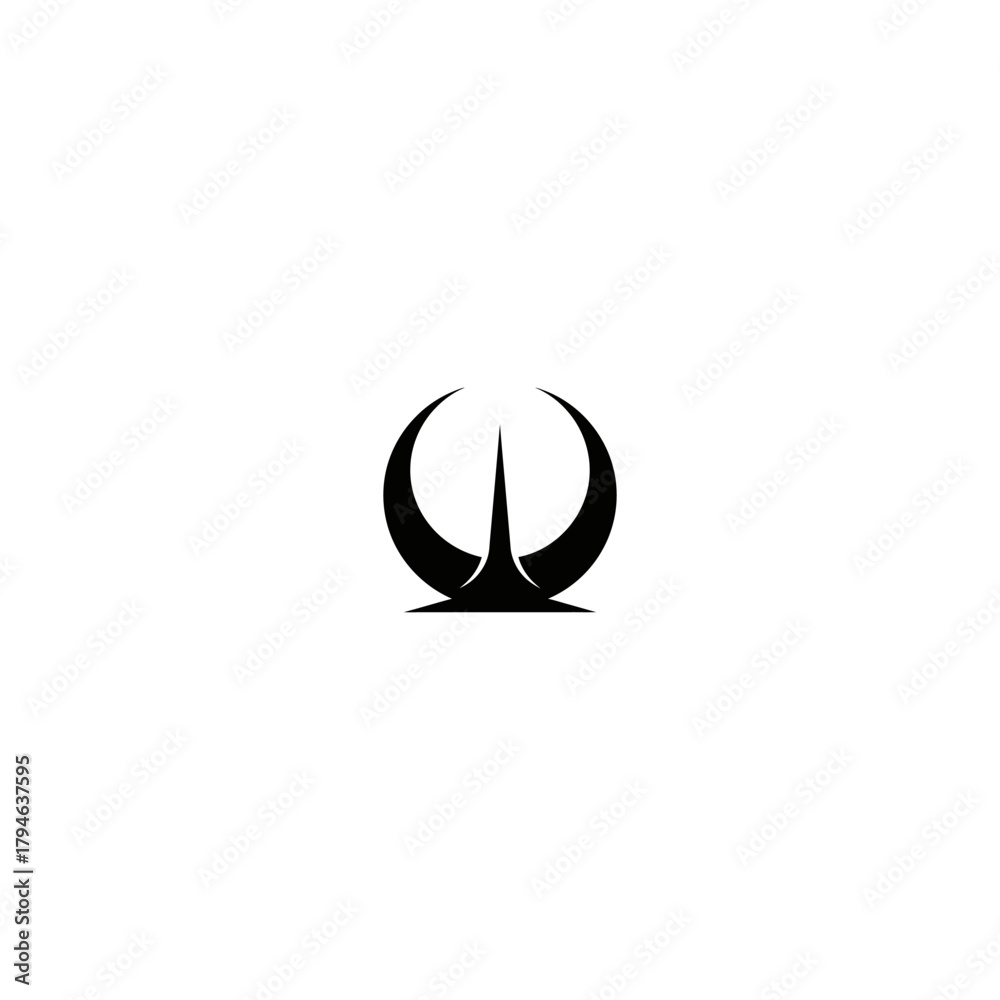 Fototapeta premium Abstract minimalist black logo design with curved crescent shapes against white
