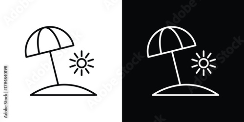 Beach icon. Premium pictogram isolated on a white background.