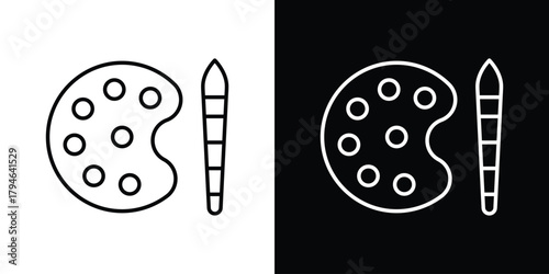 Brush and Palette icon. Premium pictogram isolated on a white background.