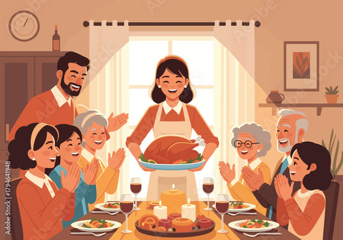 A delightful digital illustration conveying a cozy Thanksgiving atmosphere