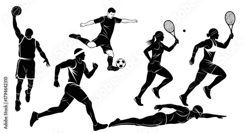 basketball players silhouettes