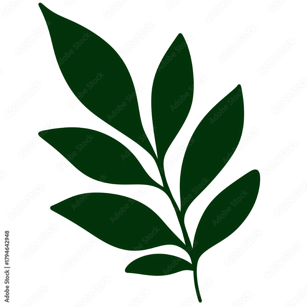 Naklejka premium Minimalist Botanical Leaf Silhouette on White Background
