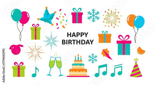 Celebrate joy with vibrant birthday icons and festive graphics for any special occasion