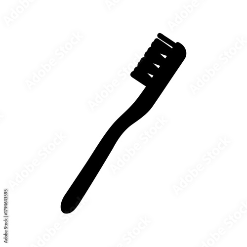 Black and White Silhouette of a Toothbrush for Dental Hygiene Illustration
