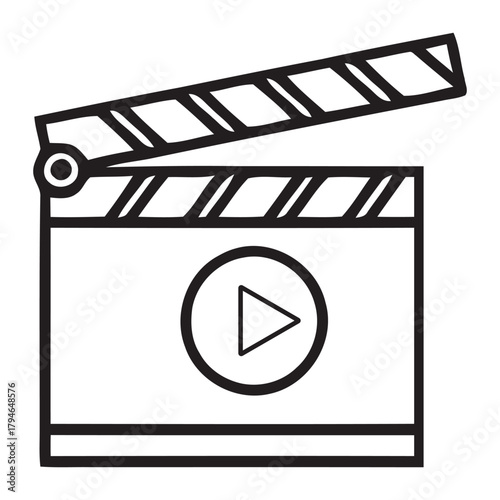 Start your next production with a dynamic clapperboard and play button icon signifying action and creativity