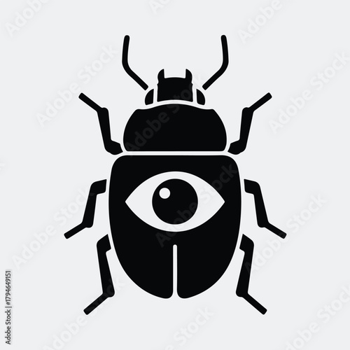 Silhouette beetle insect with eye esoteric mystical symbol vector illustration