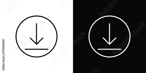 Download button icon. Premium pictogram isolated on a white background.