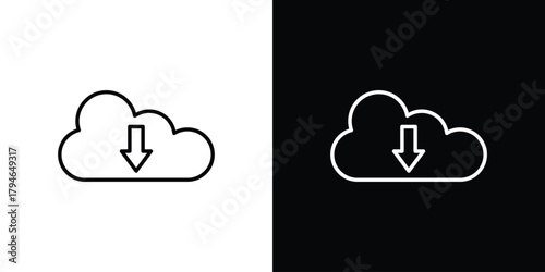 Download from Cloud icon. Premium pictogram isolated on a white background.