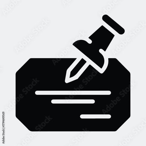 Silhouette bulletin board notice with pin for reminder vector illustration